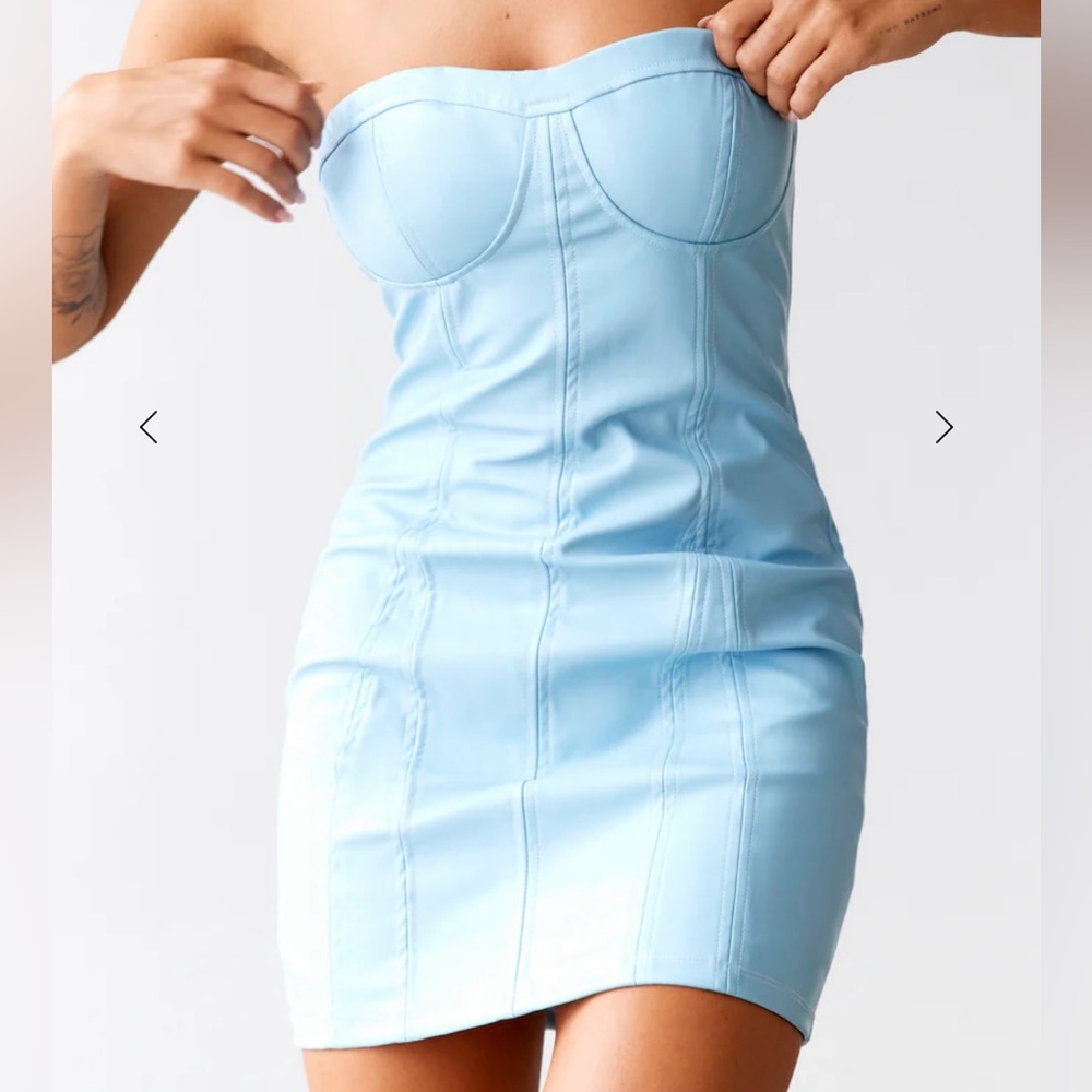 HELLO MOLLY SHE'S THE PARTY MINI‎ DRESS BABY BLUE size Small